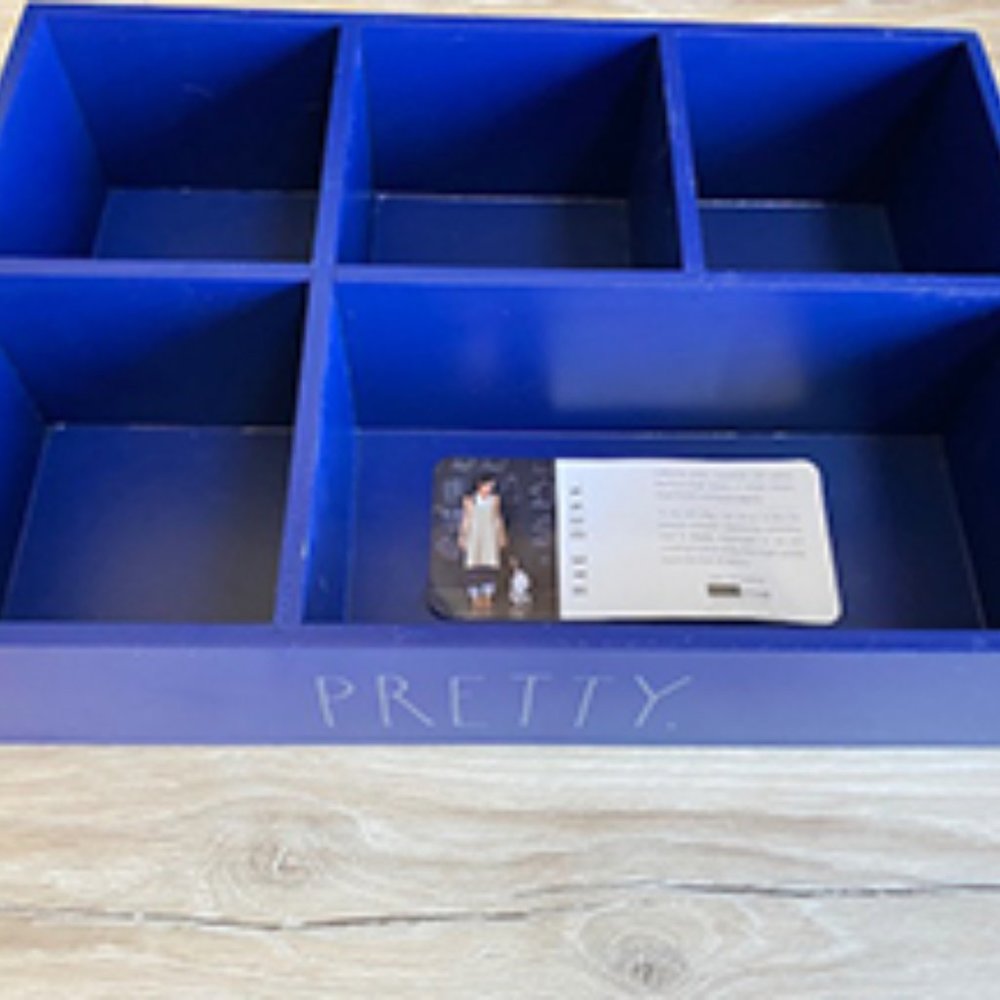 RAE DUNN DARK BLUE WOOD VANITY CLOSET ORGANIZER